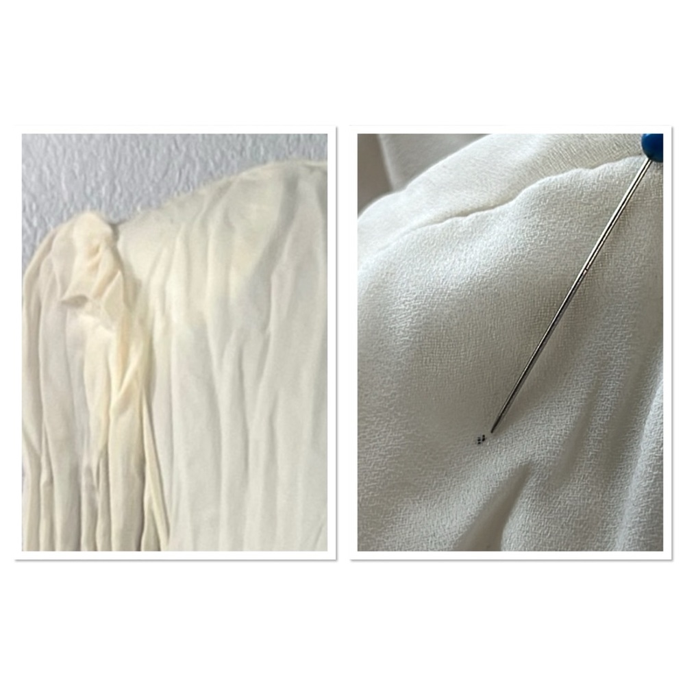 CDC Vintage Caren Desiree Maxi Dress Sz 14 Cream Polyester Floral Embellishment - Picture 11 of 11